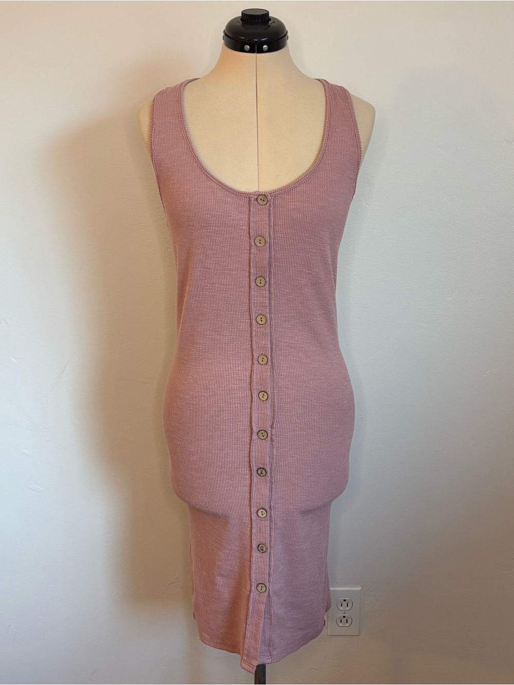 Free People Gia Long Vest in Lilac Wine, Mauve Ribbed Button Front Mini Dress XS
